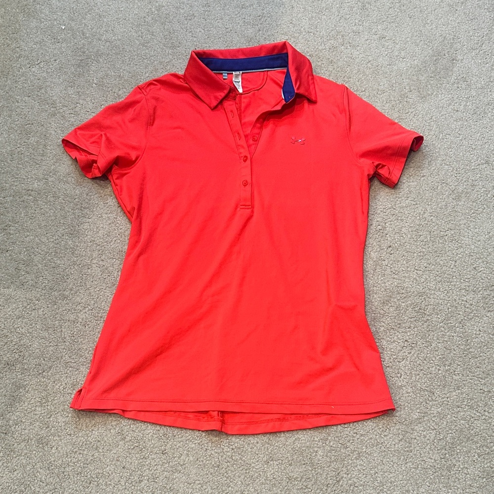 Like NEW - Under Armour Women’s Bright Orange/Red Polo Shirt